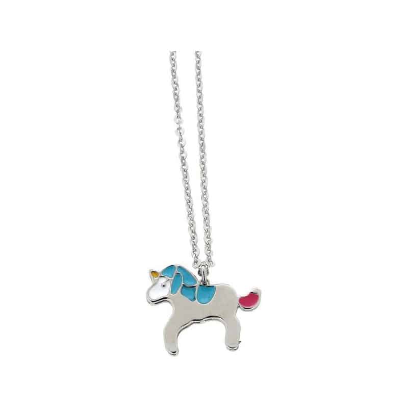 Stainless Steel Unicorn Skeleton Pendant Necklace - Gothic Horse Charm Jewelry